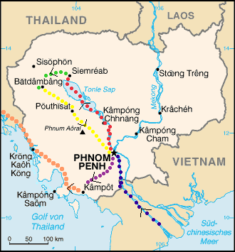 Reiseroute Kambodscha